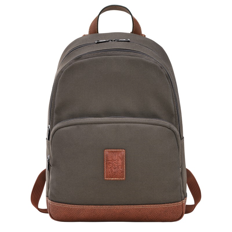 Longchamp Boxford Backpack - Recycled canvas Kahverengi | 3975-HZUGL