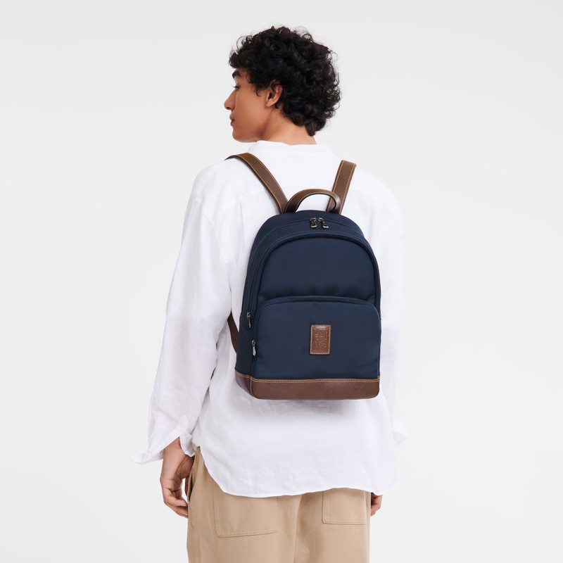 Longchamp Boxford Backpack - Recycled canvas Mavi | 0268-XKAEN