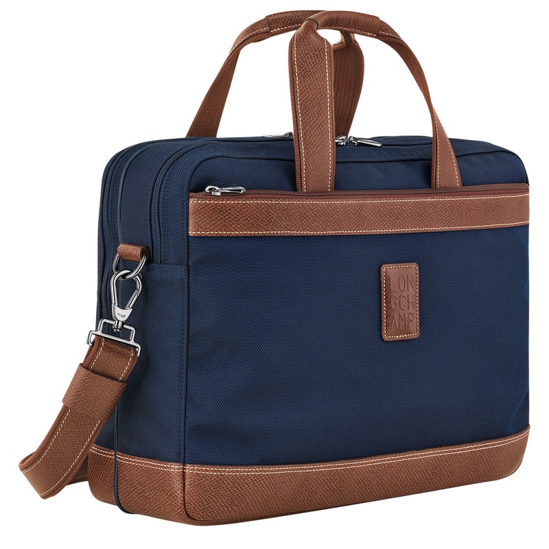 Longchamp Boxford L Briefcase - Recycled canvas Mavi | 8923-TCNOP