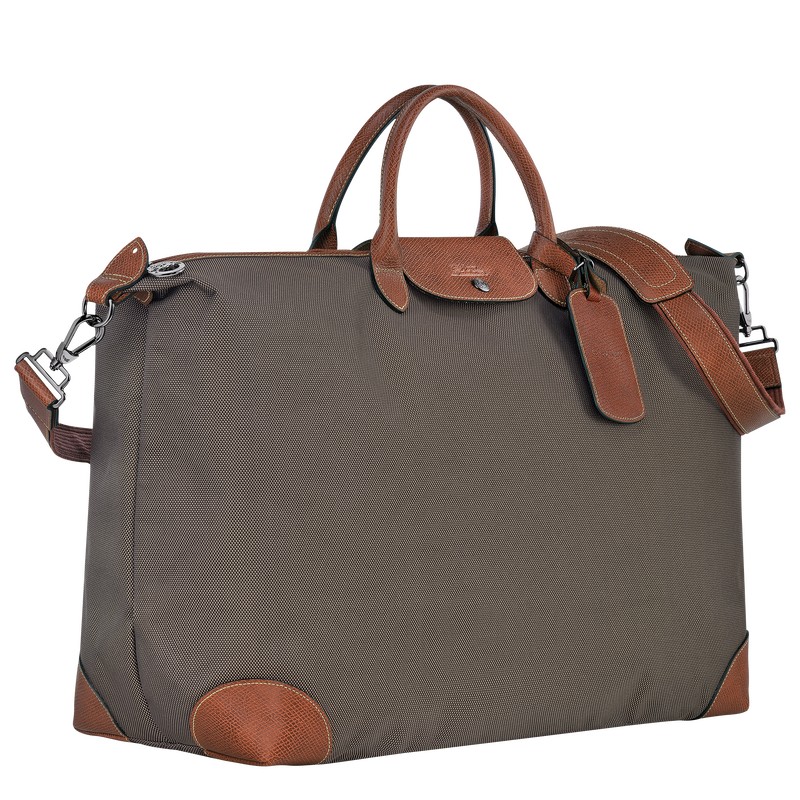 Longchamp Boxford M Travel bag - Recycled canvas Kahverengi | 7429-ZSCTW