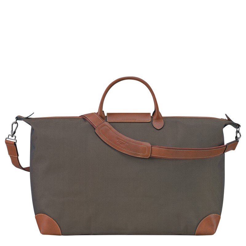 Longchamp Boxford M Travel bag - Recycled canvas Kahverengi | 7429-ZSCTW