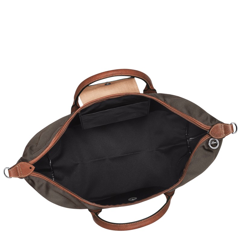 Longchamp Boxford M Travel bag - Recycled canvas Kahverengi | 7429-ZSCTW