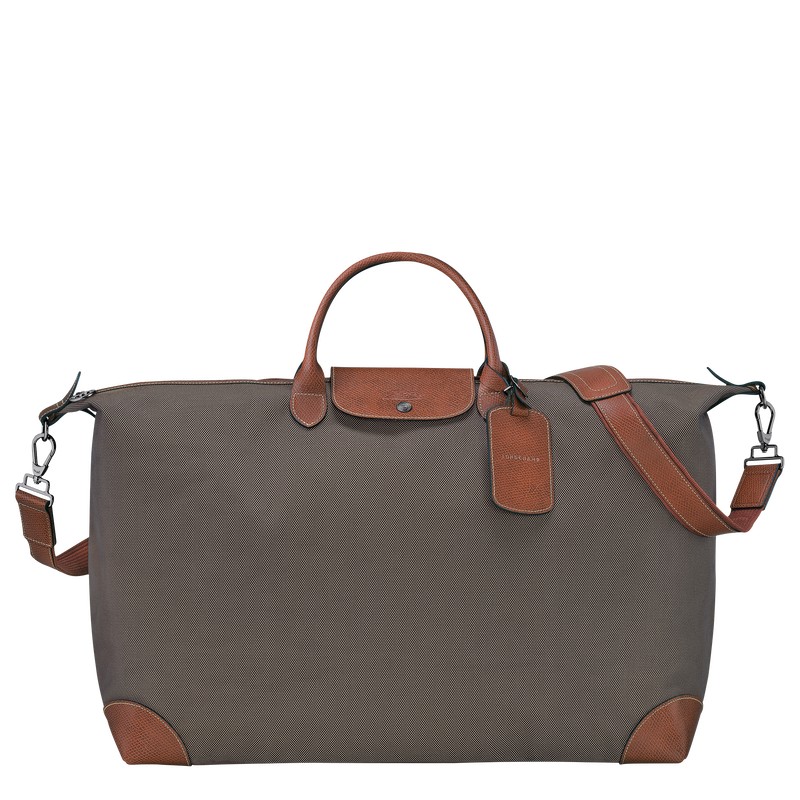 Longchamp Boxford M Travel bag - Recycled canvas Kahverengi | 7429-ZSCTW