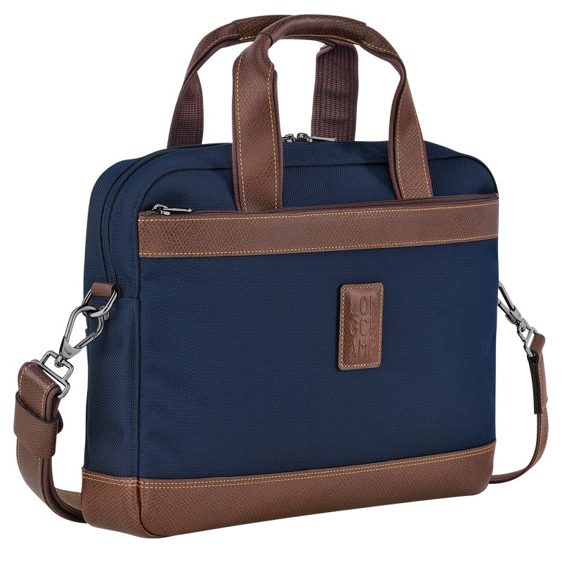 Longchamp Boxford S Briefcase - Recycled canvas Mavi | 8192-EVIZG