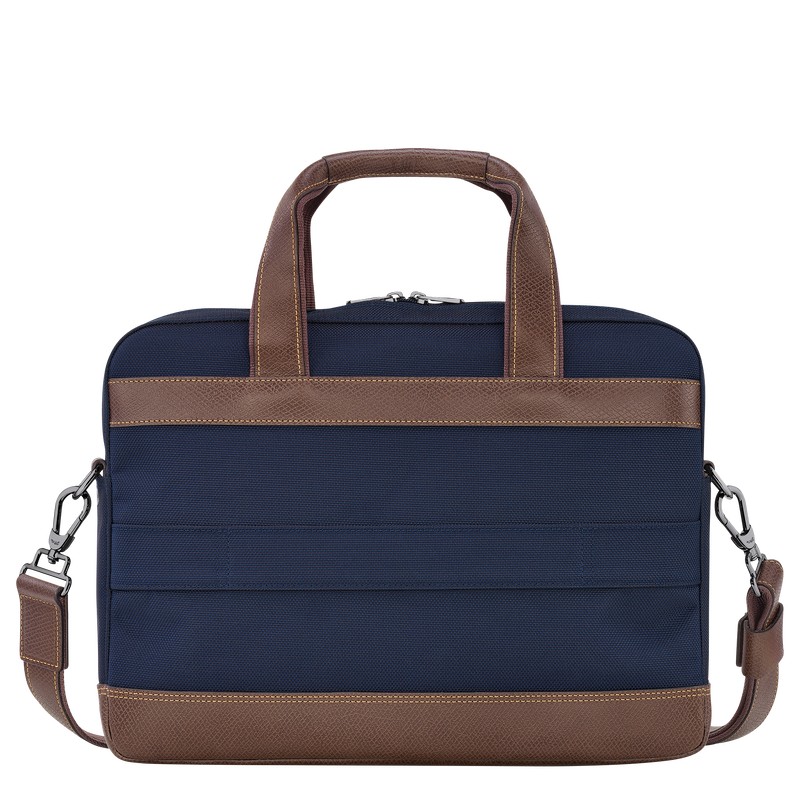 Longchamp Boxford S Briefcase - Recycled canvas Mavi | 8192-EVIZG