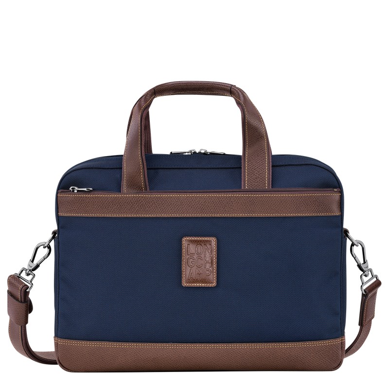 Longchamp Boxford S Briefcase - Recycled canvas Mavi | 8192-EVIZG