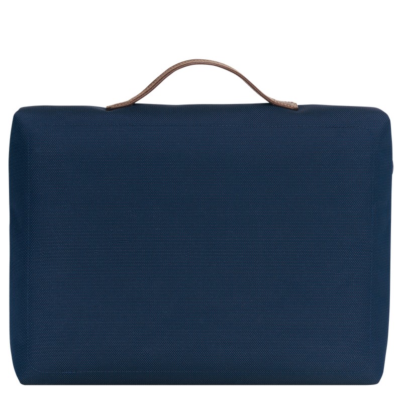 Longchamp Boxford S Briefcase - Recycled canvas Mavi | 5243-YXUVH