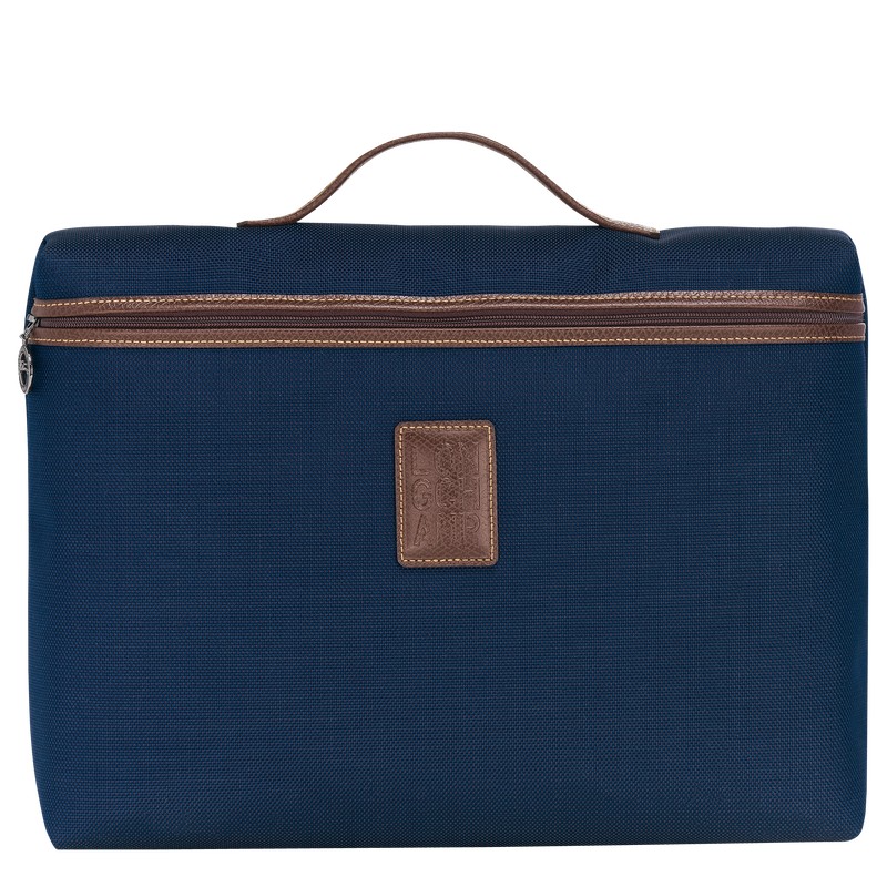 Longchamp Boxford S Briefcase - Recycled canvas Mavi | 5243-YXUVH