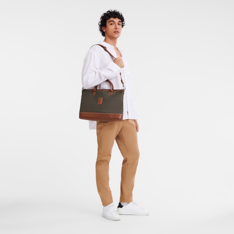 Longchamp Boxford S Briefcase - Recycled canvas Kahverengi | 9125-BZWUG