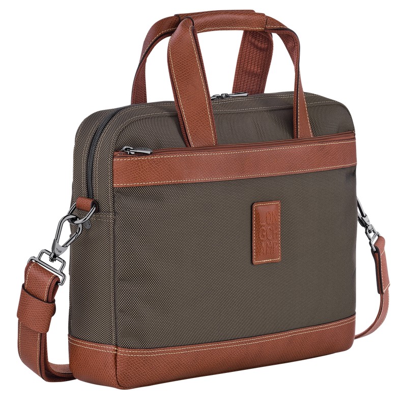 Longchamp Boxford S Briefcase - Recycled canvas Kahverengi | 9125-BZWUG