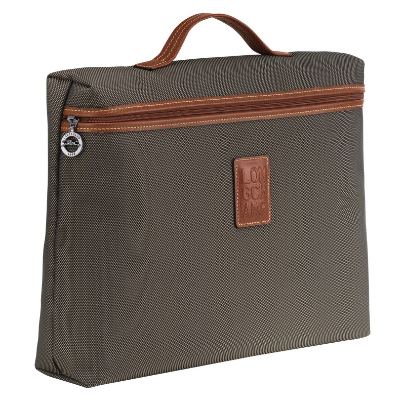 Longchamp Boxford S Briefcase - Recycled canvas Kahverengi | 3786-DZSWV