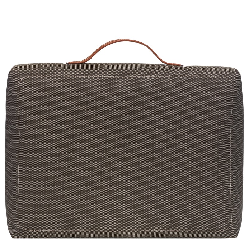 Longchamp Boxford S Briefcase - Recycled canvas Kahverengi | 3786-DZSWV