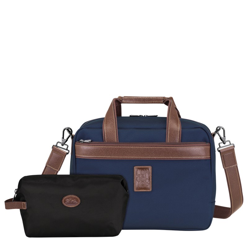 Longchamp Boxford S Travel bag - Recycled canvas Mavi | 8197-ZYBNH