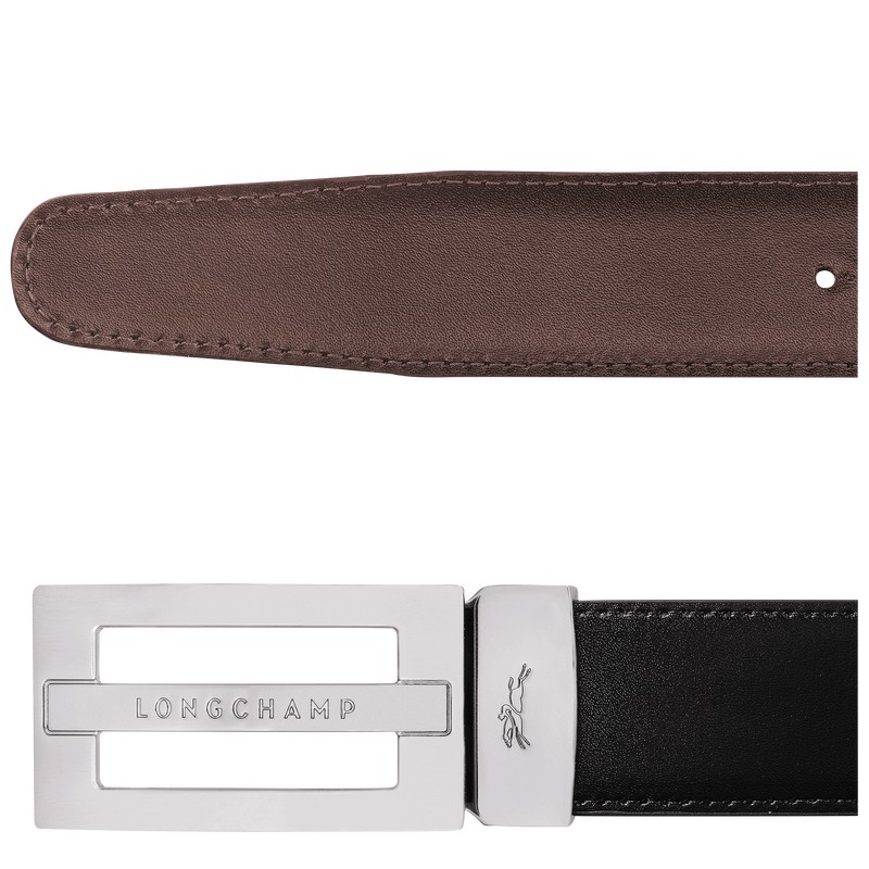 Longchamp Delta Box Men's belt - Leather Black/Mocha | 1074-XSMLN