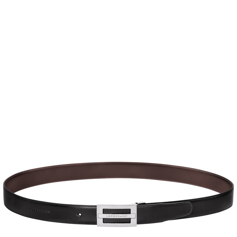 Longchamp Delta Box Men\'s belt - Leather Black/Mocha | 1074-XSMLN