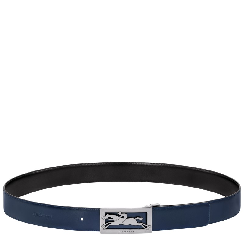 Longchamp Delta Box Men's belt - Leather Black/Navy | 7326-YKBEX