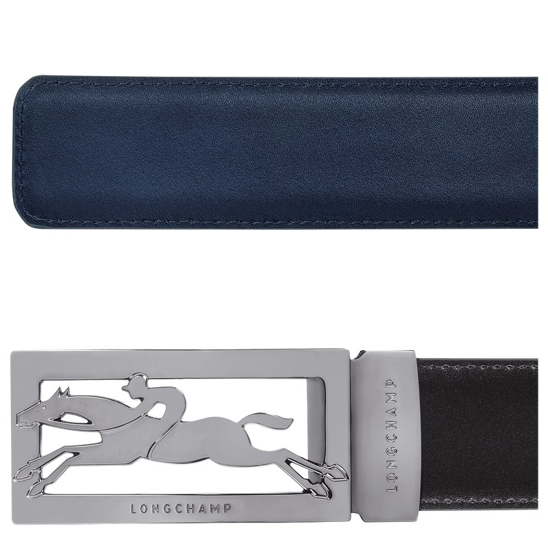 Longchamp Delta Box Men's belt - Leather Black/Navy | 7326-YKBEX