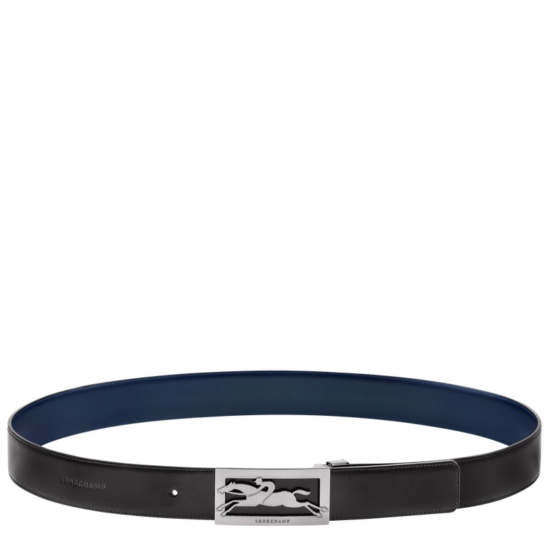 Longchamp Delta Box Men\'s belt - Leather Black/Navy | 7326-YKBEX