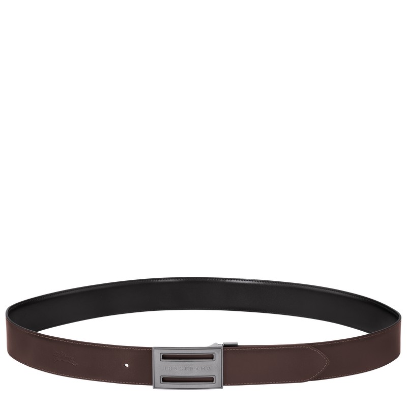 Longchamp Delta Box Men's belt - Leather Black/Mocha | 9463-OBPVY