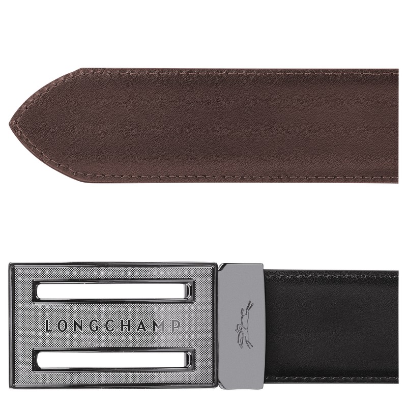 Longchamp Delta Box Men's belt - Leather Black/Mocha | 9463-OBPVY