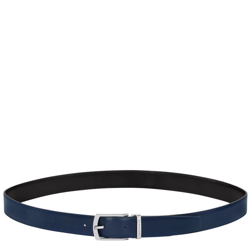 Longchamp Delta Box Men's belt - Leather Black/Navy | 9530-NRXVS