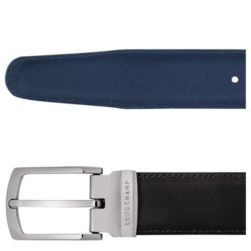 Longchamp Delta Box Men's belt - Leather Black/Navy | 9530-NRXVS