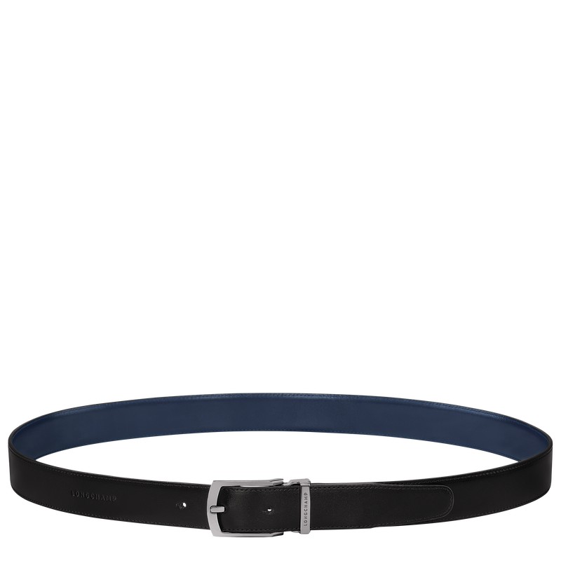 Longchamp Delta Box Men\'s belt - Leather Black/Navy | 9530-NRXVS