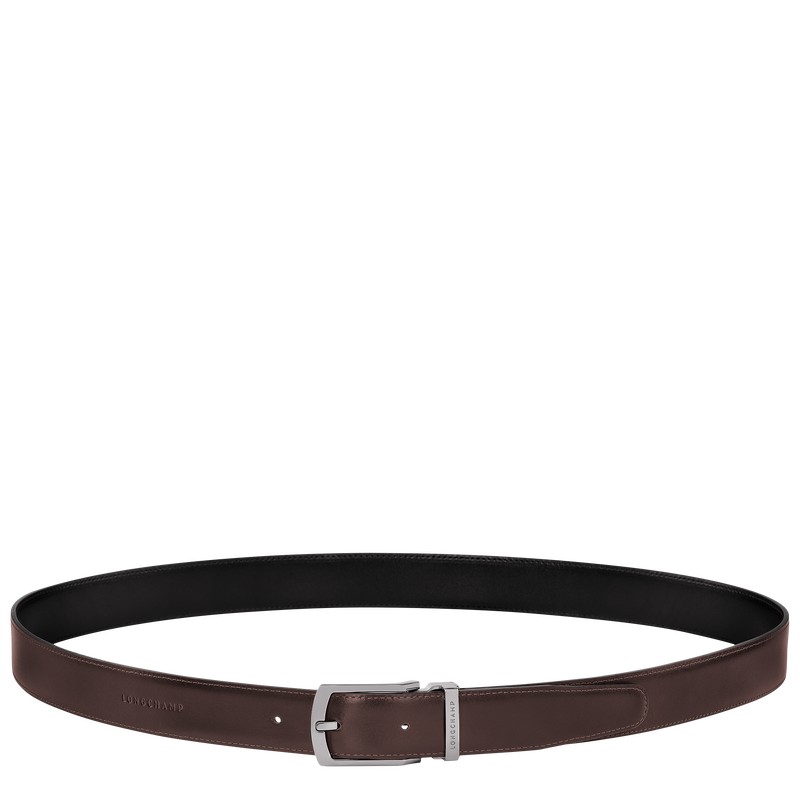 Longchamp Delta Box Men's belt - Leather Black/Mocha | 3769-WTMLI