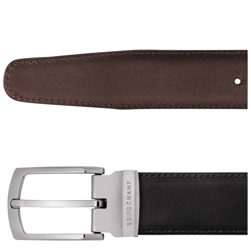 Longchamp Delta Box Men's belt - Leather Black/Mocha | 3769-WTMLI