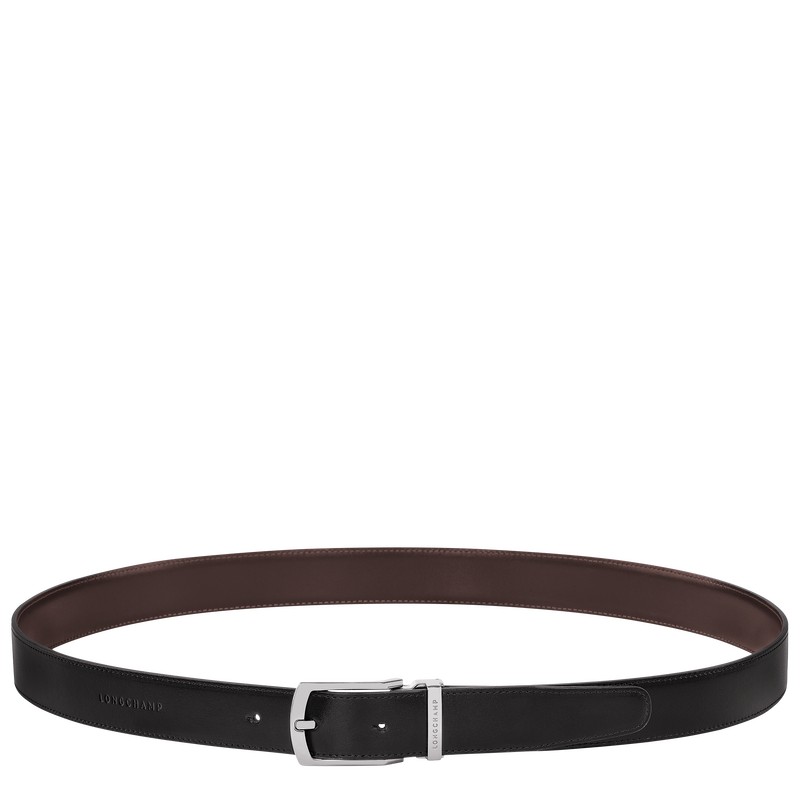 Longchamp Delta Box Men\'s belt - Leather Black/Mocha | 3769-WTMLI