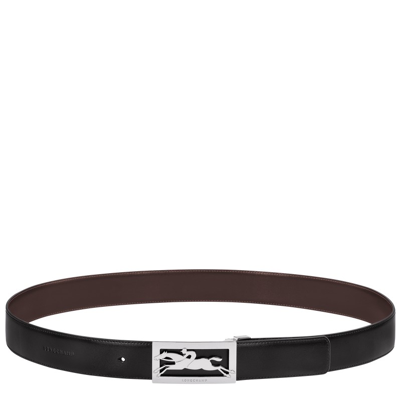 Longchamp Delta Box Men\'s belt - Leather Black/Mocha | 8203-IPNAK