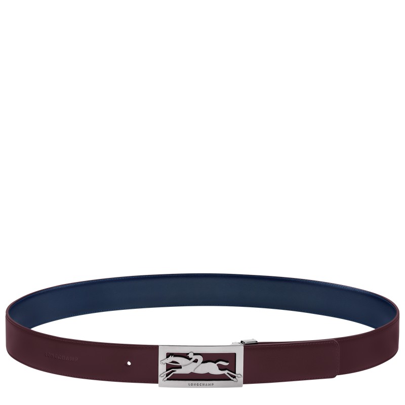 Longchamp Delta Box Men's belt - Leather Navy/Burgundy | 3687-KVAFI