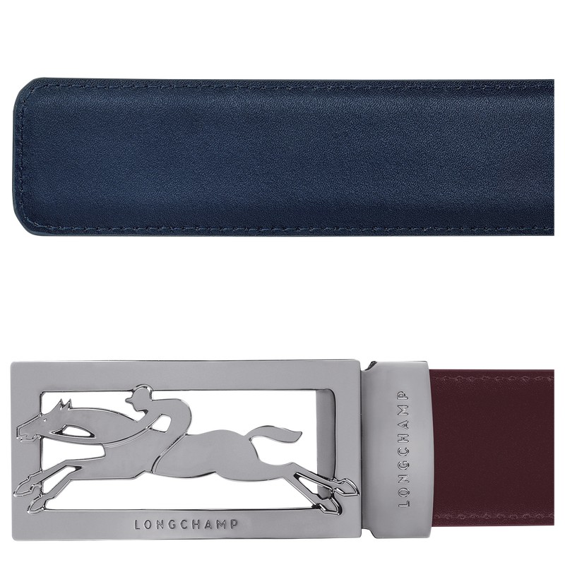 Longchamp Delta Box Men's belt - Leather Navy/Burgundy | 3687-KVAFI