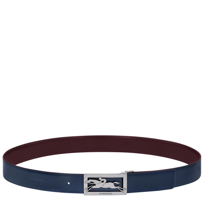 Longchamp Delta Box Men\'s belt - Leather Navy/Burgundy | 3687-KVAFI