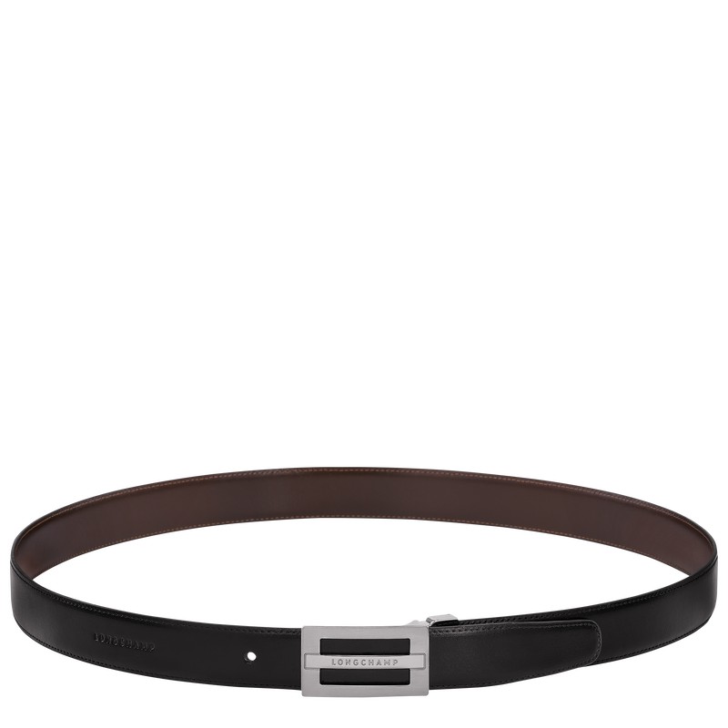 Longchamp Delta Box Men's belt set - Leather Black/Mocha | 4926-QZAXD