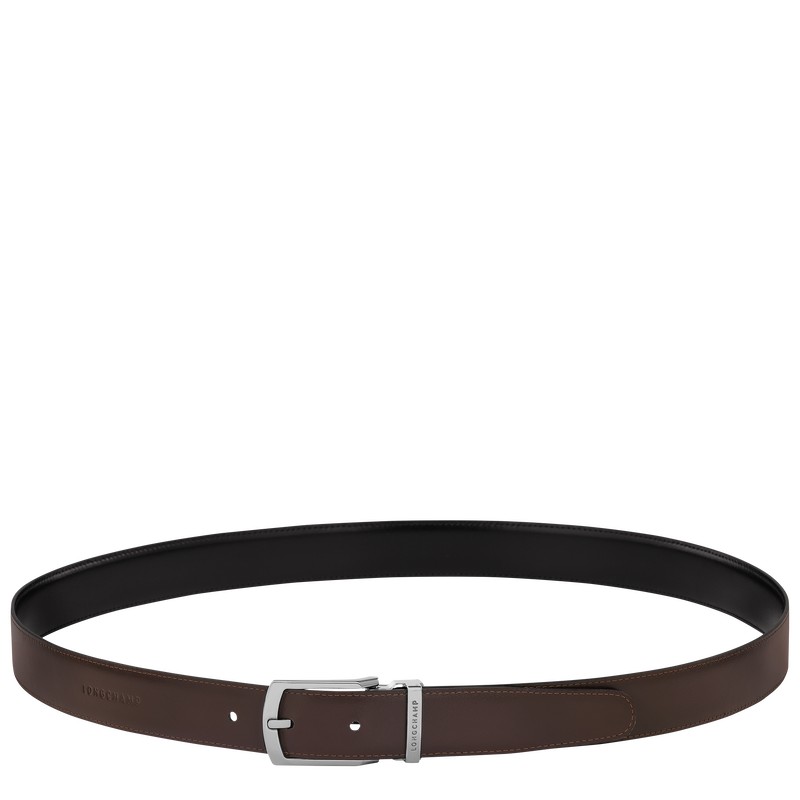 Longchamp Delta Box Men's belt set - Leather Black/Mocha | 4926-QZAXD