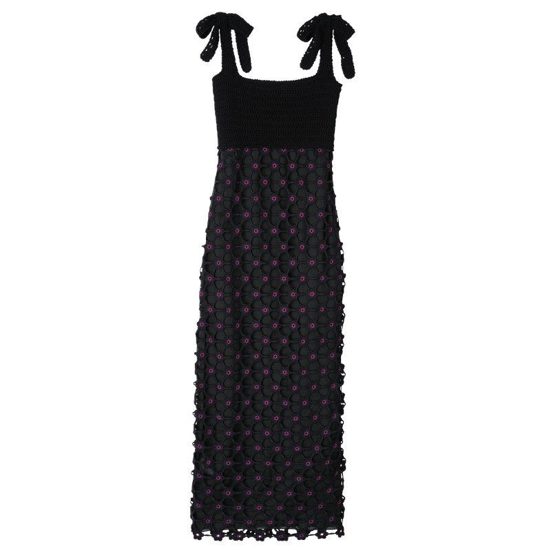 Longchamp Dress - Macramé crochet Siyah | 7306-RNEMU