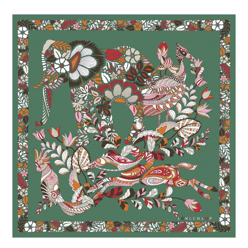 Longchamp Forêt Longchamp Silk scarf 50 - Silk Sage | 1793-ODFLW