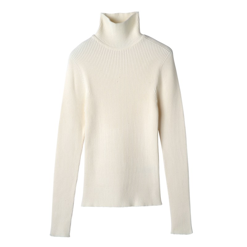 Longchamp High collar fitted jumper - Knit Ecru | 3095-JPOAZ