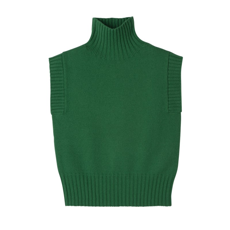 Longchamp High collar no sleeve jumper - Knit Yeşil | 8249-XKNGH