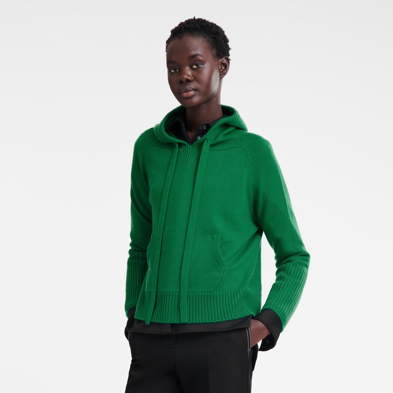 Longchamp Hoodie jumper - Knit Yeşil | 0954-ZKXDR