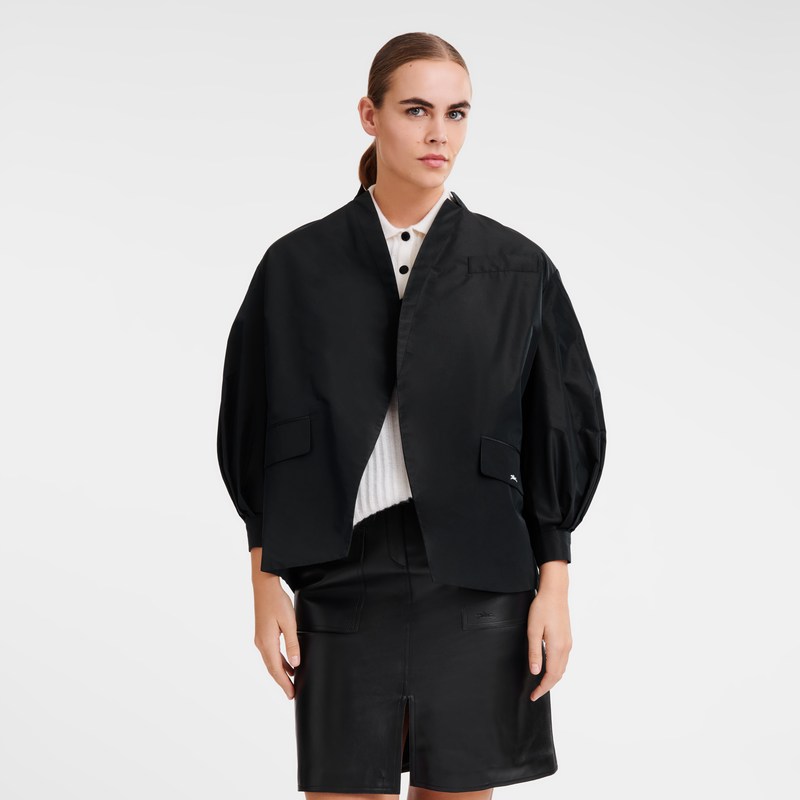 Longchamp Kimono jacket - Technical taffeta Siyah | 8739-CSTQJ