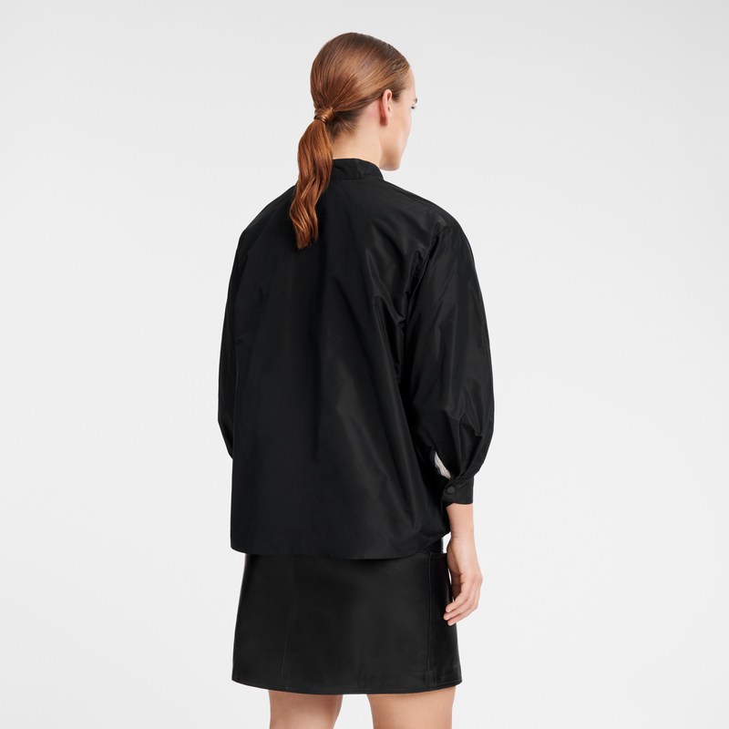 Longchamp Kimono jacket - Technical taffeta Siyah | 8739-CSTQJ