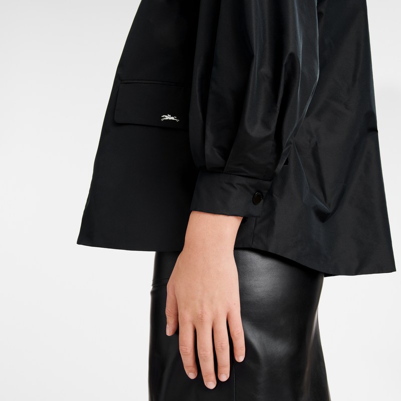 Longchamp Kimono jacket - Technical taffeta Siyah | 8739-CSTQJ