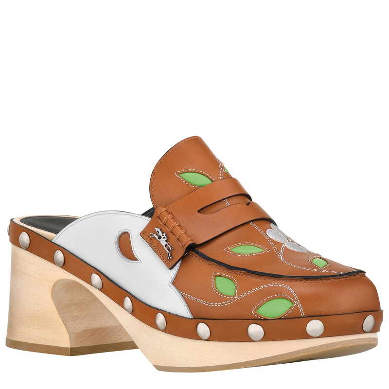 Longchamp La Cigale Clogs - Leather Cognac | 9145-DTQLZ