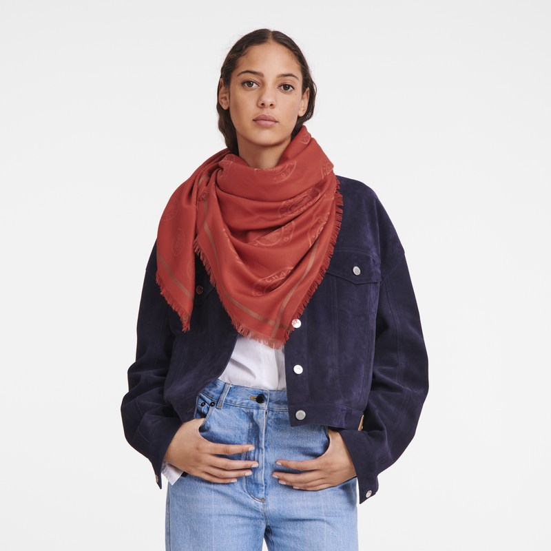 Longchamp La Médaille Longchamp Shawl - OTHER Tomato | 3601-SYOQC