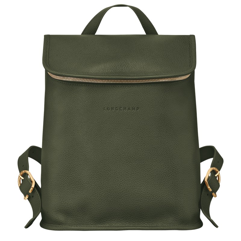 Longchamp Le Foulonné Backpack - Leather Haki | 6480-NIXSA