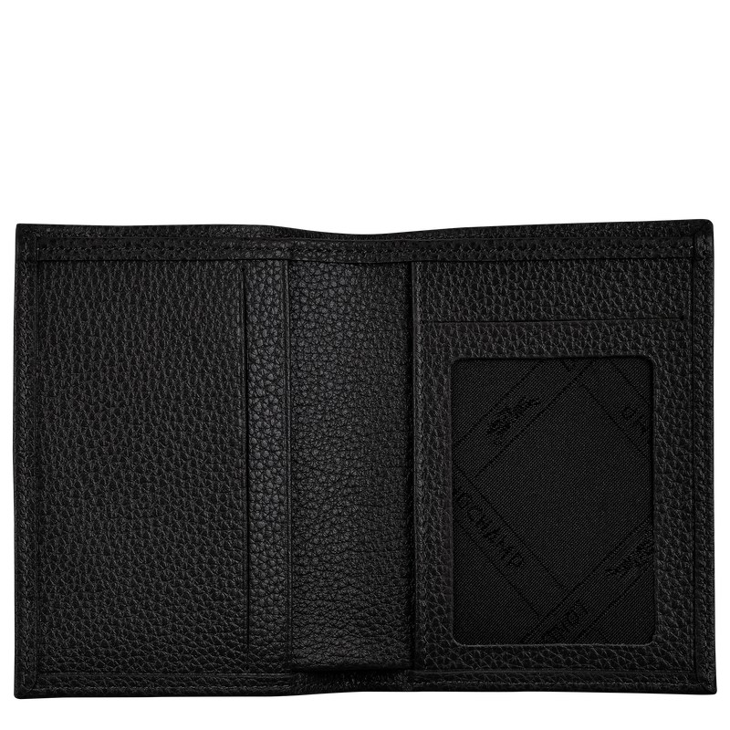 Longchamp Le Foulonné Card holder - Leather Siyah | 9541-RCEQV