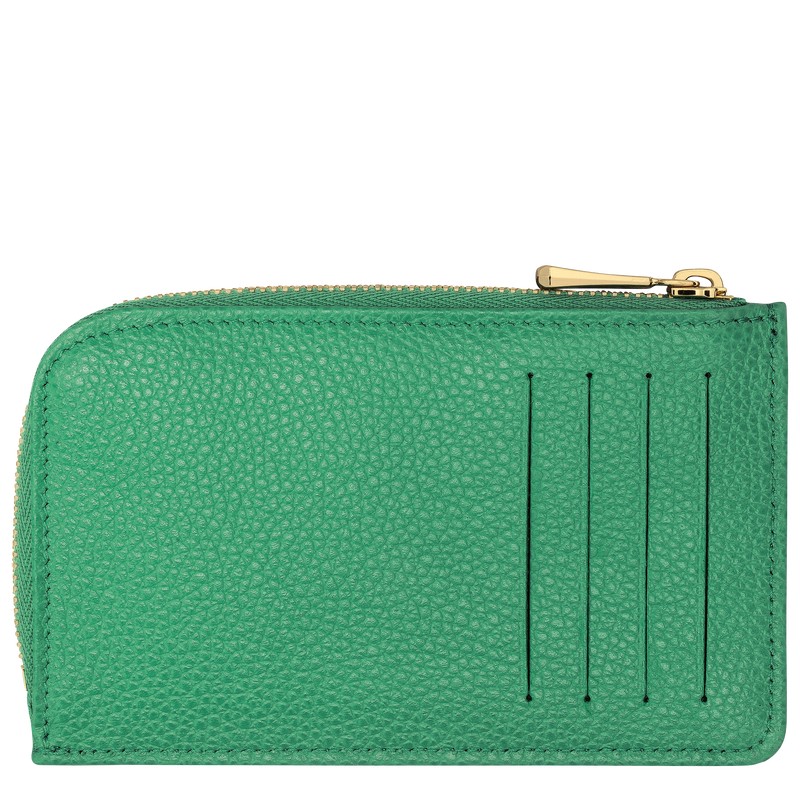 Longchamp Le Foulonné Card holder - Leather Yeşil | 7328-CHPGQ