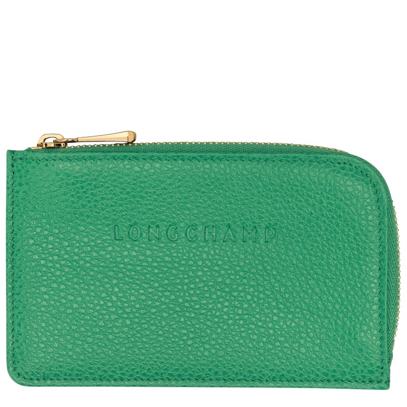 Longchamp Le Foulonné Card holder - Leather Yeşil | 7328-CHPGQ